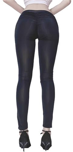 WIIYENA Leggings Damen Strumpfhosen Damen Schwarz Sheer Thin Skinny Yoga Pants, High Elastic Leggings for Women, See Through Trousers Gefütterte Leggings Damen strumpfhose (Schwarz)