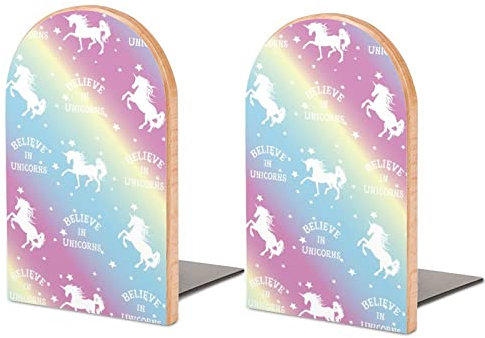 Licorne Magique avec Serre-Livres étoiles, Serre-Livres décoratifs en Bois imprimés pour étagère, Paquet de 1 Paire