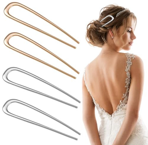 4 Pezzi Forcine per Capelli Francesi in Metallo per Capelli Spessi, Forcine per Capelli a Forma di U Forcella per Capelli per le Donne Tipi di Capelli per Ragazze Accessori