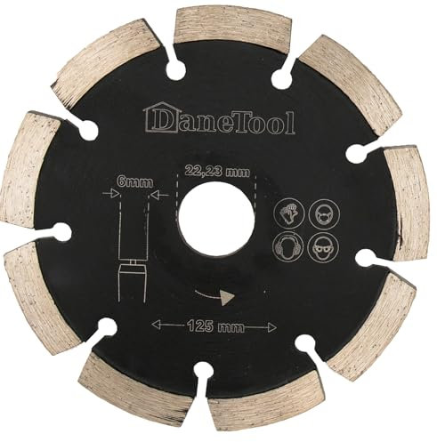 DaneTool Fraise à joints, 125 mm, largeur 6 mm, lame diamantée haute densité des joints de mortier durs, disque de fraisage durable avec segments renforcés