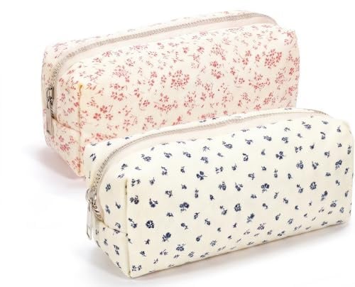 2PCS Trousses fille collège trousse scolaire motif fleurs Pen organisateur