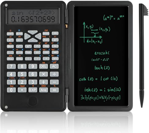 OFFCUP Wissenschaftlicher Taschenrechner, 6 Zoll LCD Schreibtablett und Stift, 2-1 Scientific Taschenrechner mit 240 Funktionen Engineering Calculator für Studenten High School Lehrer, Schwarz