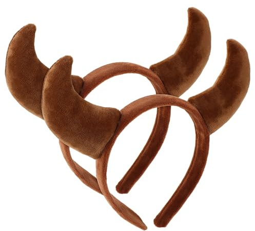 ERINGOGO Serre-tête Cornes de Vache Peluche Léger Confortable pour Déguisement Halloween Cosplay Fête Carnaval
