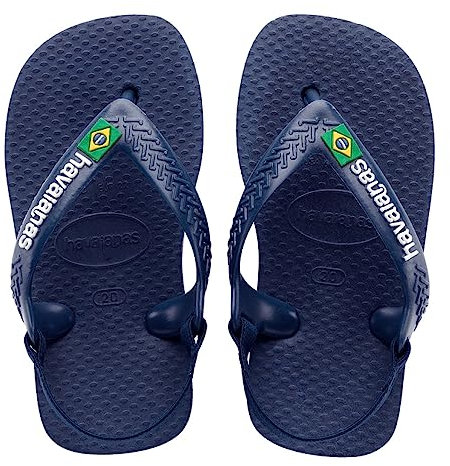 Havaianas Baby Brasil Logo II, Sandalias Unisex Bebé, Navy Blue/Citrus Yellow, 25/26