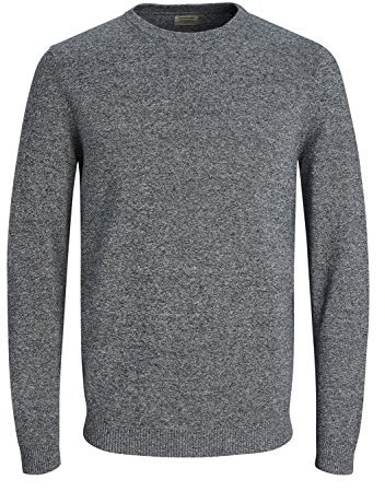 JACK & JONES Jjebasic Knit Crew Neck Noos, suéter Hombre, Azul (Navy Blazer Detail: Twisted with Jet Stream), Small