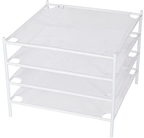 STORAGE MANIAC Lot de 4 séchoirs à Linge en Maille, empilables, séchage à Plat pour Les vêtements délicats, étendoir Portable pour intérieur ou extérieur, Blanc