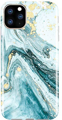 JIAXIUFEN iPhone 11 Pro Case Gold Sparkle Glitter Marble Slim Shockproof Flexible Bumper TPU Soft Case Rubber Silicone Cover Phone Case for iPhone 11 Pro 2019 5.8 inch - Blue