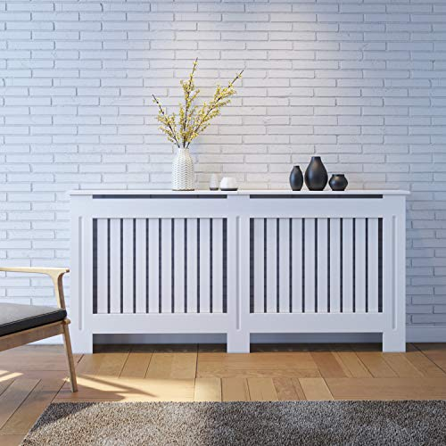 ELEGANT Radiator Covers Modern White Painted Radiator Shelve Vertical Grill Cabinet for Living Room/Bedroom/Kitchen, Extra Large