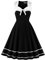 AXOE Femme Robe Vintage Années 50 60 Motifs Pois ou Uni Taille Haute Coupe A Robe Cocktail Soirée Ville Coton Élastique Noir et Blanc, Taille 44, XL