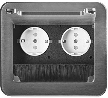 Einbausteckdose 2-4-fach & 2 Farben auswählbar Tischsteckdose Bodensteckdose (2x 230V, silber)