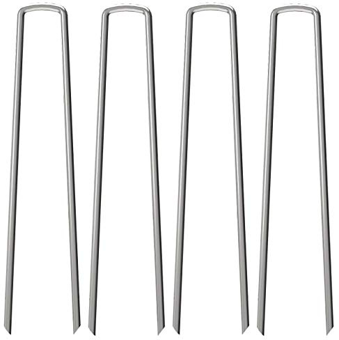 OK5STAR 12 Inch Galvanized Landscape Staples 100 Pack Metal Garden Stakes for Gardening Anti-Rust Heavy-Duty Ground Sod Pins Yard Stakes for Weed Barrier Fabric Irrigation Tubing Hose