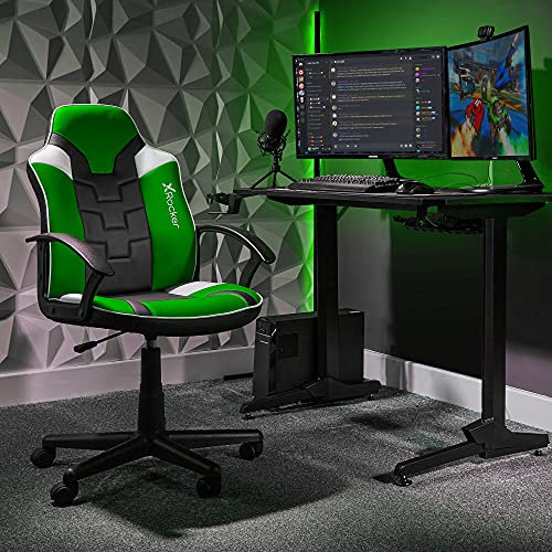 X Rocker Saturn Gaming-Stuhl, ergonomischer Bürostuhl mit mittlerer Rückenlehne und Armlehne, Computer-Drehstuhl mit Rückenlehne, höhenverstellbar, bequem für Junge Erwachsene und Teenager – GRÜN
