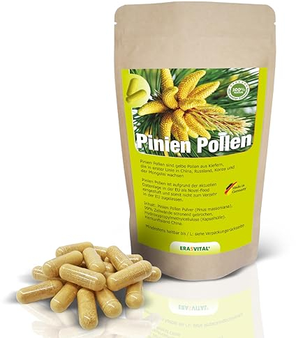 Pinien Pollen 90 Kapseln Wildsammlung Zellwandgebrochen vegetarische Kapselhülle