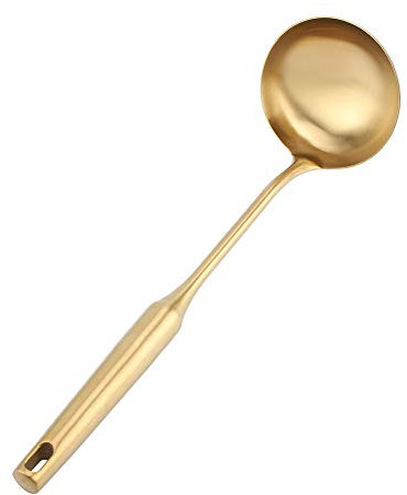 Aigend Suppenkelle, 33 cm Schöpflöffel Edelstahl Suppenschöpfer Suppenkelle mit ergonomischem Griff, Gold