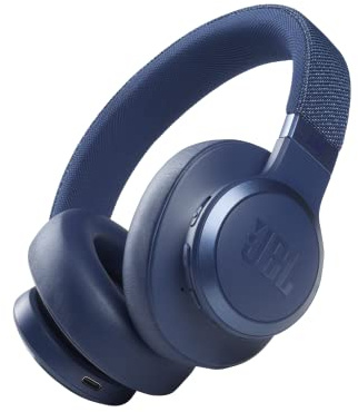 JBL LIVE 660 NC Auriculares circumaurales inalámbricos con cancelación adaptativa de ruido, tecnología Bluetooth, hasta 50h de batería sin NC, asistente de voz y conexión multipunto, azul