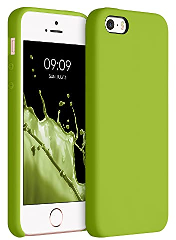 kwmobile Case Compatible with Apple iPhone SE (1.Gen 2016) / iPhone 5 / iPhone 5S Case - TPU Silicone Phone Cover with Soft Finish - Green Peppercorn