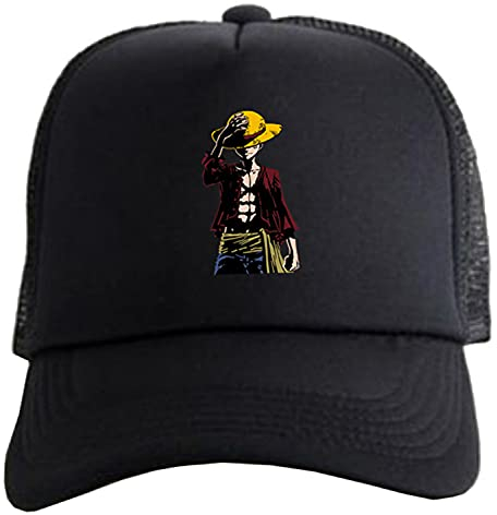 WANHONGYUE One Piece Monkey D Luffy Anime Baseball Cap für Damen Herren Verstellbar Baseballkappe Trucker Mesh Cap Snapback Sonnenhut Mütze 1052/1