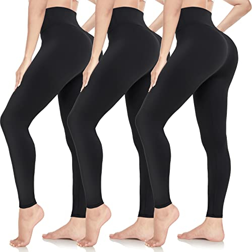 ACTINPUT Leggings Damen High Waist Leggins Blickdicht Sportleggings Lang Elastische Yogahose Laufhose Für Sport Gym Yoga(Schwarz,L-XL)