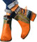 ticticlily Damen Kurze Stiefel Stiefeletten mit Absatz Vintage Reißverschluss Biker Boots für Frauen mit Absatz Ankle Boots Winterstiefel Knöchelschuhe Orange 37 EU