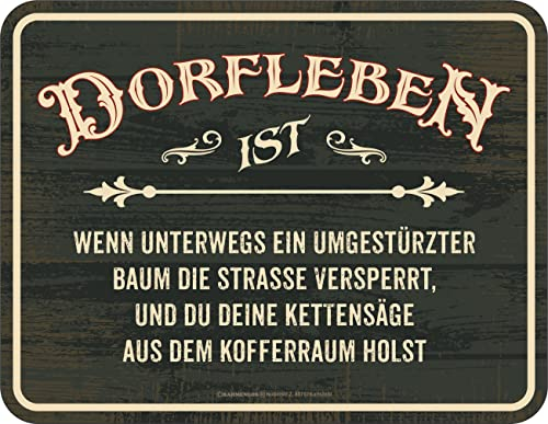 Deko Blechschild für Dorfkinder - Dorfleben - Kofferraum