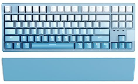 Blau Handgelenkauflage zum 75% Kompakt TKL Mechanische Wireless Bluetooth 5.1 Beleuchtet Gaming PC Tastatur Ergonomisch Memory Foam Faux Leder Wrist Rest Anti Skid Gummi Basis weich für game office