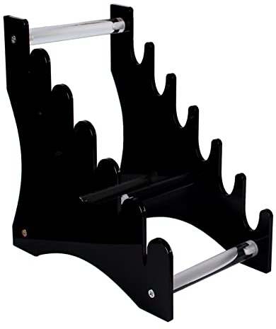 Knife Display Stand Dagger Stand Pocket Knife Holder Acrylic Desktop Display Stand with 6 Tiers for Fixed Knife Display(Black)