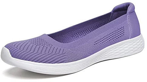 TIOSEBON Donna Loafers Slip On Scarpe Piatte Casual con Suola in Schiuma e Tomaia in Mesh per Camminare Comodamente 41 EU Lilla Chiaro