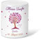 GRAVURZEILE Spardose für Kinder - im Lebensbaum Design - Personalisiert mit Name & Datum - Geschenk für Jungen & Mädchen zum Geburtstag Kommunion Geburt Einschulung Weihnachten - Farbe Rosa