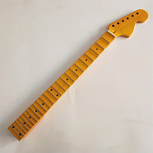 CAZARU 1pcs Big Head 24 Bünde Gelb Polieren Full Scalloped Maple Strat Gitarrenhals Ersatzteile