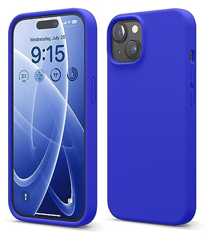 elago Flüssig Silikon Case Kompatibel mit iPhone 15 Hülle, Premium Silikon Handyhülle, Ganzkörper Schutzhülle [4 Lagige Stoßfeste Struktur], Kratzfestes Weiches Mikrofaserfutter (Kobaltblau)
