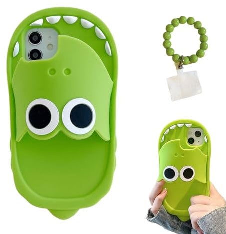 WIWIDANG Shark Slide Phone Case, 2023 New Funny Phone Cases, Cute Shark Slippers Phone Case, Ugly Phone Cases For Iphone 15/14/13/12/11 (14Pro, Big eyes)