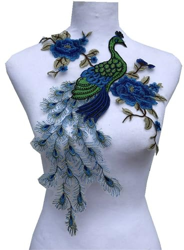 Stoff Pailletten Pfau Blume Spitze Nähen Applique Spitze Kragen Kragen Applikation DIY Kleidung Zubehör Scrapbooking (blau)