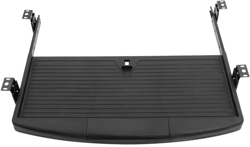 TEHAUX Under Desk Keyboard Tray Slide Out, Adjustable Sliding Keyboard Holder Pull Out with Pen Box Position, Office Desk Organizer Keyboard Drawer Tray for Typing Space-Saving Underdesk Shelf Black