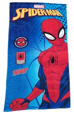 Theonoi Kinder Handtuch Badetuch Strandtuch Duschtuch für Mädchen und Jungen 100% Baumwolle 70x140 cm (Spiderman Stand)