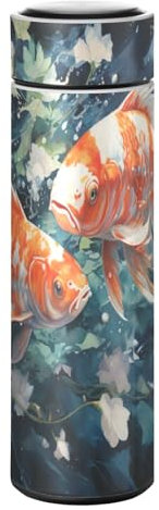 LINNIKEEEE Aquarellmalerei Fisch Thermosflasche aus Edelstahl - Auslaufsicher Wasserflasche Wasserkanne für Jungen Mädchen