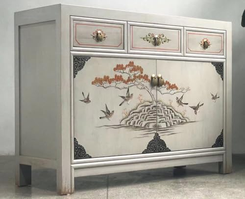 OPIUM OUTLET Kommode Schrank asiatisch chinesisch Sideboard orientalisch Anrichte Shabby-chic Vintage-Stil
