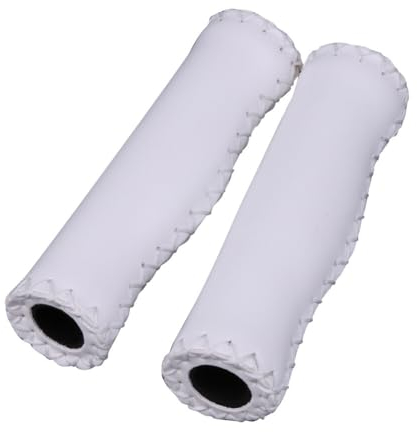 Slakerbe 1 Paar Fahrrad-Lenkergriffe,Rutschfeste Kunstleder Fahrradgriff Retro Griff Lenkerende Halten Griffe Lenkergriffe für Sport Reiten, Weiß