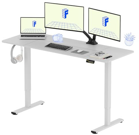 FLEXISPOT Electric Standing Desk 160 x 60 cm Height Adjustable Standing Desk for Home Office (White)