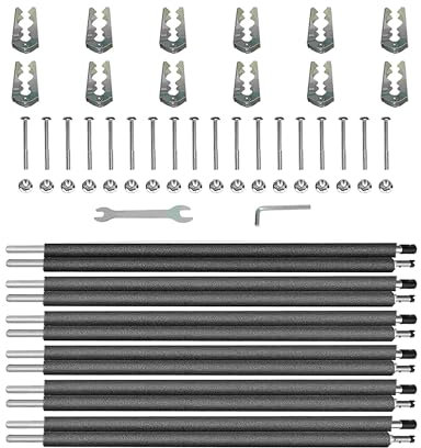 Universal Trampoline Poles, Replacement Poles with Clamp and Hardware, Enclosure Pole Connecters, Pole Caps, Screws and Bolts, Trampoline Poles Fits Most Straight Poles Trampoline Frame