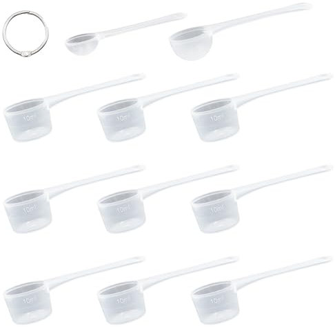ZYKORT 11 Piezas Cuchara Medidora Gramos Set, Plastico Transparente Cuchara Dosificadora con Escala, 1g/5g/2.5g Scoop Proteina, para Café en Polvo, Leche en Polvo, Condimento Aceite