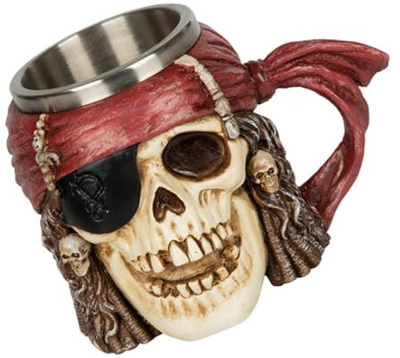 SHOWERORO Jarra Cerveza Vikinga Taza De Acero Inoxidable Calavera Creativa Vaso De Café