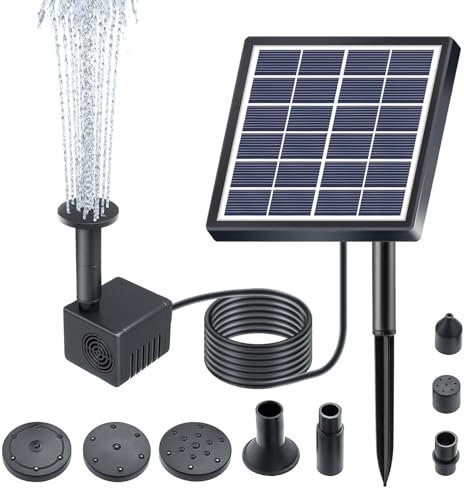 Solar-Springbrunnenpumpe, 6 V, 1,5 W, Solar-Springbrunnenpumpe, Ausgestattet mit 6 Springbrunnen-Modi, Geeignet für Teiche, Aquarien, Wildtiere, Garten, Wasserfall