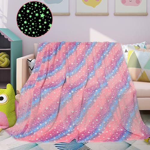 LXTOPN Sterne Decke Leuchtet Im Dunkeln Baby, 150x200 Kuscheldecke Kinder Flauschig, Flannel Mädchen Babydecke