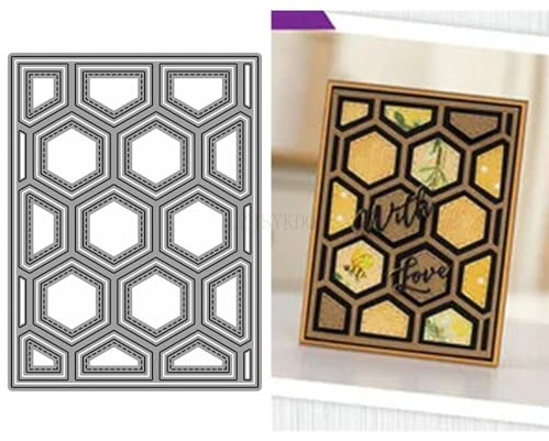Sechseckige Stanzformen für Kartenherstellung, Hintergrundbrett, Metall-Stanzformen für Papier, Scrapbooking, DIY-Schablonen für Album, Party, Hochzeit, Festivals, Dekoration