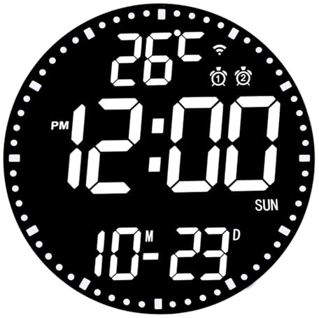 HZDHCLH Digitale Wanduhr 30 cm LED Wecker Bunt Datum Woche Temperatur Timer | Steuerung Per Mobiler App über WLAN-Verbindung Für Zuhause Schule Büro