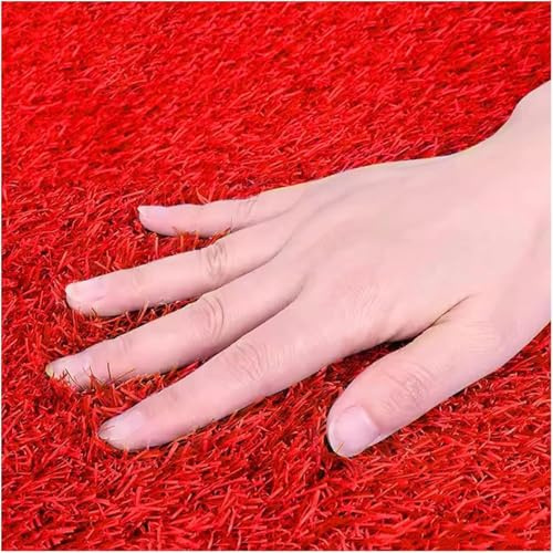 SSDDLZEQ On-slip Fake Grass Mat, With Drainage Holes Synthetic Turf Rug, Landscaping Outdoor Turf Roll, Thick 0.78inch (Color : Rosso, Size : 59x 118(in)) Artificial matting carpet
