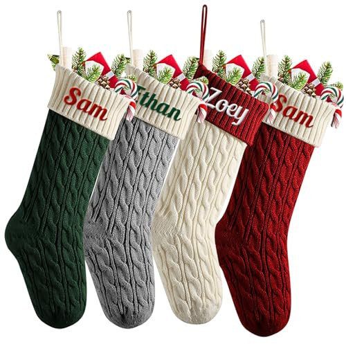 HOBULL Calza Befana Personalizzata 2025, Calze Natalizie da Appendere Personalizzate con Nome, 46cm Gigante Vuota Calza Befana Stitch, Idee Regalo Calze Decorazioni Natalizie per Camino Famiglia