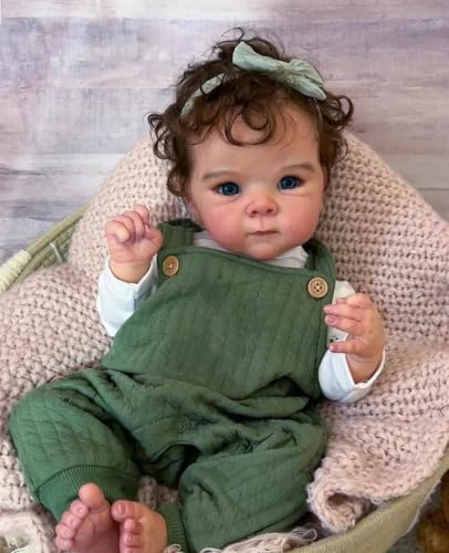 Zero Pam Baby Reborn Silikon-Ganzkörper, 45 cm, Babypuppe mit verwurzeltem Haar, realistische Puppen für Mädchen, mit Spielzeugzubehör für Mädchen