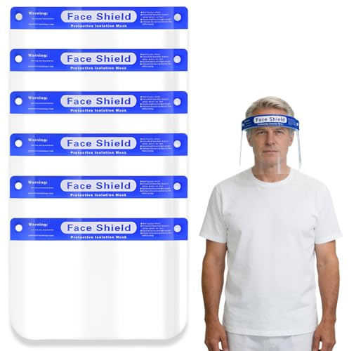 6 Pièces visiere de protection Visière de Protection de sécurité, visière résistante, Large, Ajustable, Transparente, Anti-buée et Anti-éclaboussures