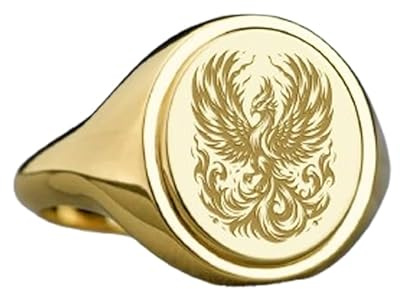 WORLD WIDE GEMS Phoenix Siegelring, Schmuck für Fabelwesen, ovaler Fantasievogel-Anhänger, 925er-Sterlingsilber (Ringgröße 5–12,5), vergoldet, WW_PDR_00537